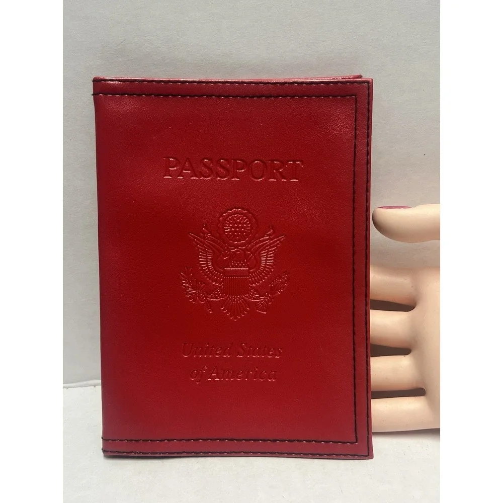 Red‎ Passport Holder Cover United States of America Seal non leather
